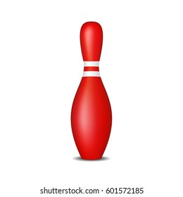 Bowling pin in red design with white stripes