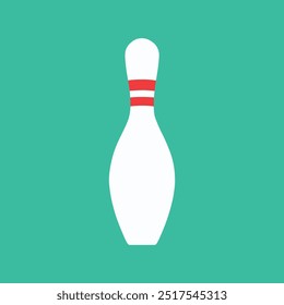 Bowling pin with red stripes icon.  bowling pin vector illustration.