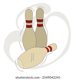 bowling pin with red stripes icon. 3 bowling pin