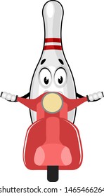 Motor de equitação de pino de boliche, ilustração, vetor no fundo branco.