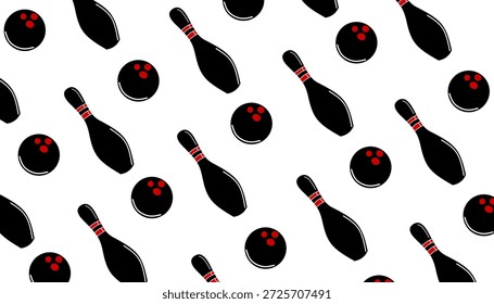 Bowling Pin Patrón sin fisuras Línea mínima de fondo deportivo