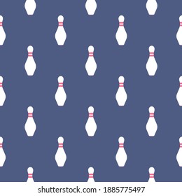 Bowling pin , seamless pattern on a blue background.