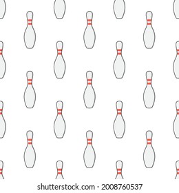 Bowling Pin Seamless Pattern On A White Background. Bowling Theme Vector Illustration