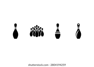 Bowling Pin Silhouette Collection Minimal Black Sports Icons