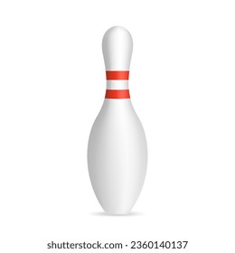 Bowlingstift. Schildkröte mit roten Streifen. Sportwettbewerb. Aktivität und lustiges Spiel. Illustration einzeln auf weißem Hintergrund. Vektorgrafik