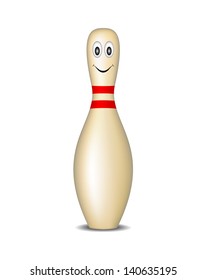 Bowling pin with smiling face