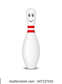 Bowling pin with smiling face 