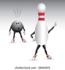 bowling pin taunts bowling man