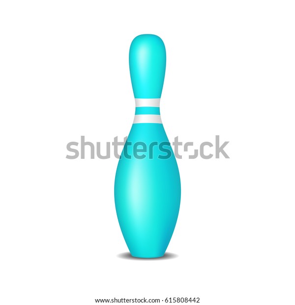 Bowling Pin Turquoise Design White Stripes Stock Vector (Royalty Free