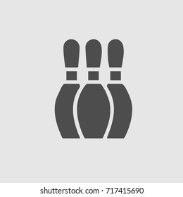 Bowling pin vector icon eps 10. Three pins simple isolated pictogram.