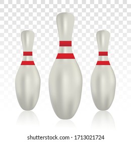 Bowling pin vector icon on a transparent background