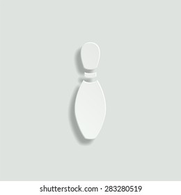 bowling pin vector icon - paper illustration