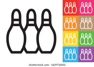 Bowling Pines. Line Icon With Different Color Background.