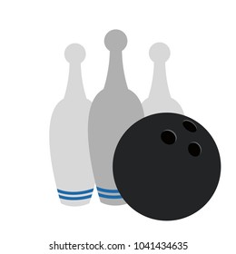 Bowling pins and ball