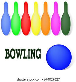 Bowling pins and ball