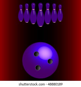 bowling pins and ball, abstract vector art illustration