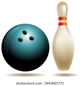 Bowling Pins And Ball #d Sport Vector Illustration 