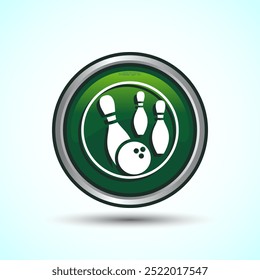 Ilustración de diseño de bolos e íconos de bolas, Icono de juego de bolos para App y Sitios web, Diseño de Botón redondo de color verde