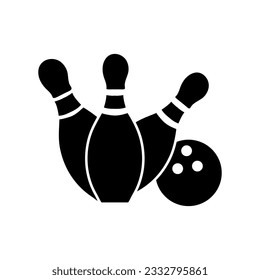 Bowlingstifte mit Kugelsymbol. flache angesagte Illustration auf weißem Hintergrund.EPS