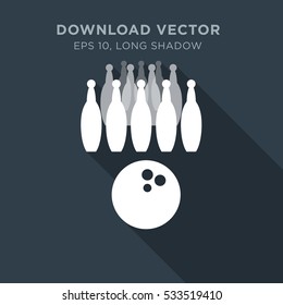 Bowling pins and ball icon illustration isolated vector sign symbol