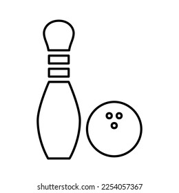 Bowling pins with ball icon in Line Style