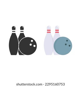 Bowling Pins And Ball Icon Set Vector Design.