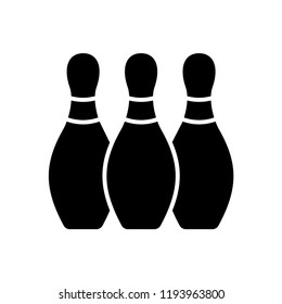 Bowling pins with ball icon. Vector icon