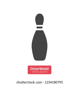 Bowling pins with ball icon. Vector icon. Transparent background.