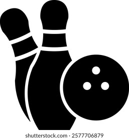 Bowling pins with ball icon. Vector icon