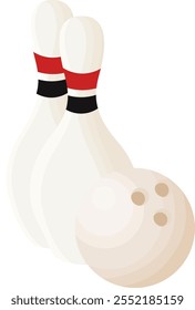 Bowling Pins and Bowling Ball Illustration Isolated on White Background