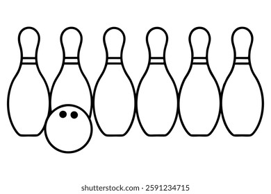 Bowling pins and ball line art unique design illustration