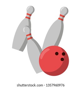 Bowling pins and ball sport cartoon