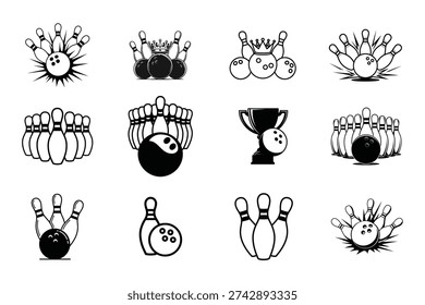 Bowling Pins Ball Trophy Vector Collection