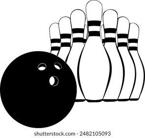 Bowling pins and ball Vector Illustration 