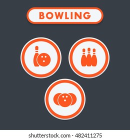 bowling pins and ball, vector illustration
