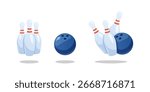Bowling pins and ball vector isolated on white background.