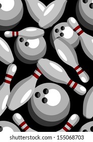  bowling pins and balls, seamless pattern
