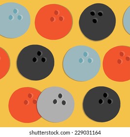 Bowling pins and balls, seamless pattern 