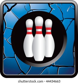 bowling pins blue cracked web button