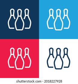 Juego de iconos mínimo de cuatro colores azul y rojo