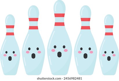 Bowling pins cartoon cute vector illustration