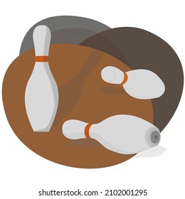 Bowling pins, in different sides, vector image