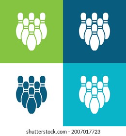 Bowling Pins Flat four color minimal icon set