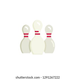 Bowling pins flat icon, vector sign, colorful pictogram isolated on white. Bowling symbol, logo illustration. Flat style design