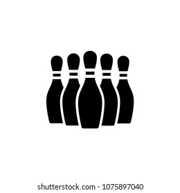 Bowling Pins. Flat Vector Icon. Simple black symbol on white background
