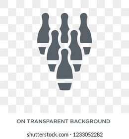 Bowling pins icon. Bowling pins design concept from Arcade collection. Simple element vector illustration on transparent background.