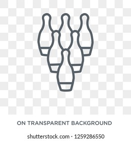 Bowling pins icon. Bowling pins design concept from Arcade collection. Simple element vector illustration on transparent background.