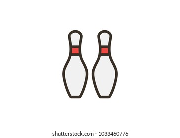 bowling pins icon, filled line icon