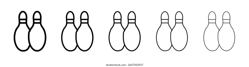 Bowling pins icon graphic set. trendy stroke line style