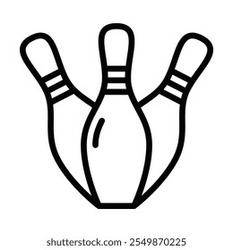 Bowling pins icon ideal for sports and recreation designs. Editable stroke.